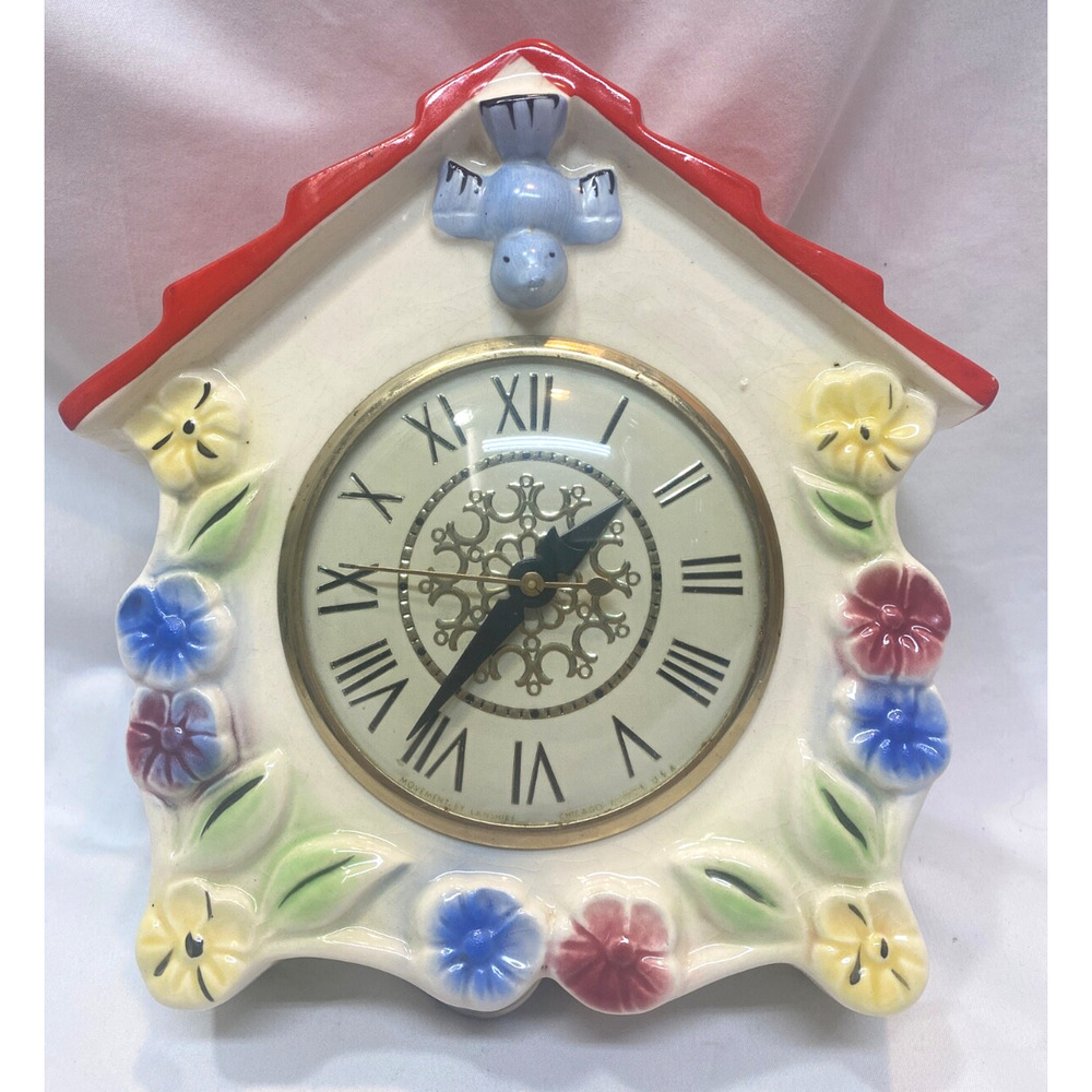 Hull Art Pottery Bluebird Birdhouse Clock Works